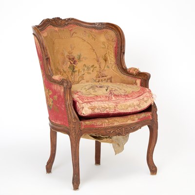 Lot 158 - Louis XV Style Upholstered Carved Walnut Bergère