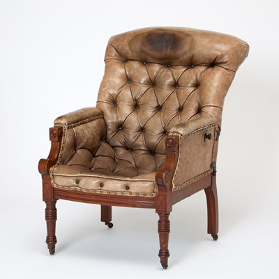 Lot 161 - Regency Style Leather Upholstered Mahogany Reclining Armchair