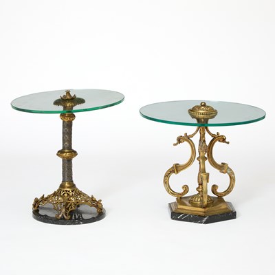 Lot 156 - Two Circular Brasa and Glass Topped End Tables