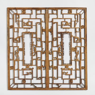 Lot 87 - Chinese Carved Wood Window Panels