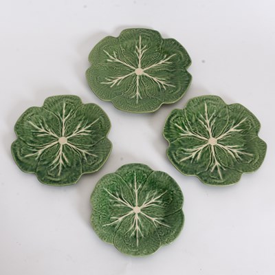 Lot 386 - Group of Four Majolica Leaf Form Dishes