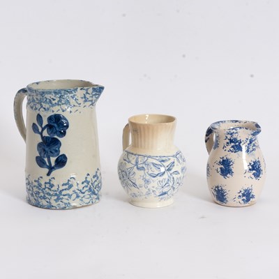 Lot 387 - Group of Three Blue and White Ceramic Pitchers