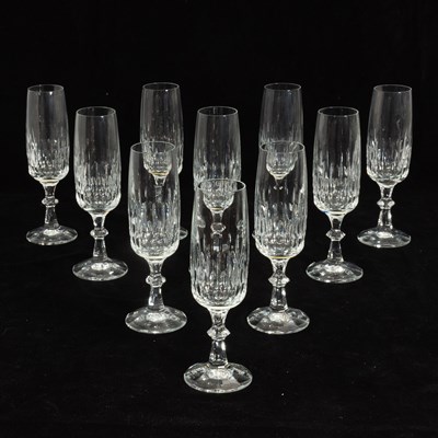 Lot 394 - Set of Ten Glass Champagne Flutes