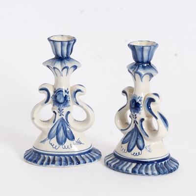 Lot 398 - Pair of Russian Ceramic Candle Holders