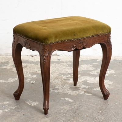 Lot 351 - Louis XV Style Mahogany Upholstered Stool