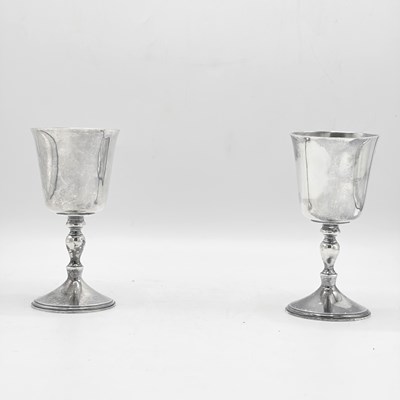 Lot 1175 - Pair of Elizabeth II Sterling Silver Goblets