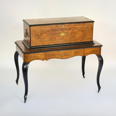 Lot 1048 - Swiss Inlaid Burlwood and Part Ebonized Interchangeable Seven Cylinder Orchestral Music Box