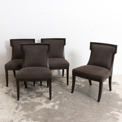 Lot 367 - Set of Four Stained Wood Upholstered Dining Chairs