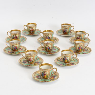 Lot 5 - Set of Eleven Dresden Porcelain Cups and Saucers