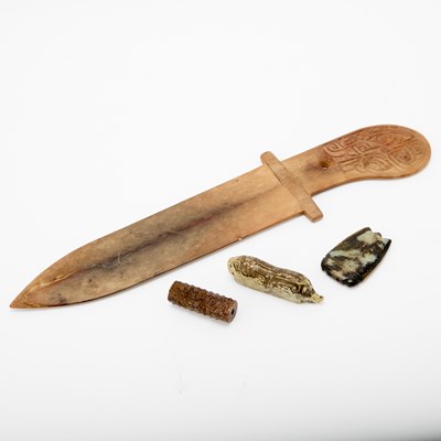 Lot 523 - Four Chinese Archaistic Jade Articles