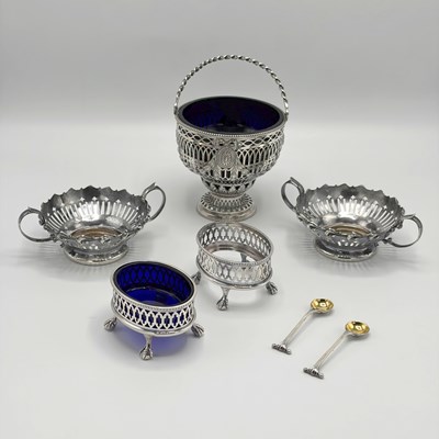 Lot 1134 - Three English Sterling Silver Reticulated Table Articles