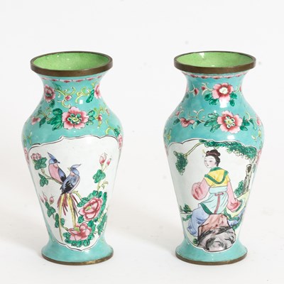 Lot 17 - Pair of Chinese Enamel Vases
