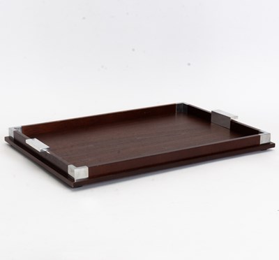 Lot 40 - Modern Mahogany and Chrome Tray
