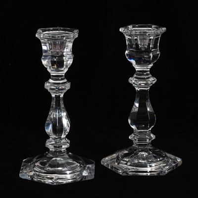 Lot 65 - Pair of Bombay Glass Candlesticks