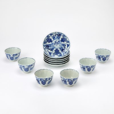 Lot 200 - A Group of Chinese Blue and White Porcelain Cups and Saucer Dishes
