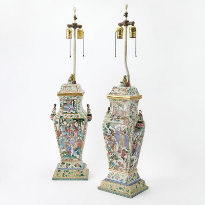 Lot 462 - A Pair of Chinese Famille Rose Porcelain Vases