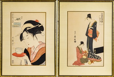 Lot 367 - A Pair of Japanese Utamaro School Woodblock Prints