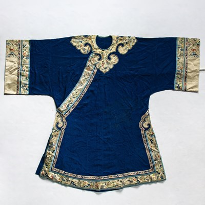 Lot 118 - A Chinese Blue Ground Silk Lady's Robe