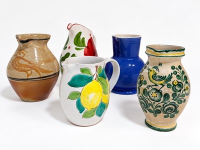 Lot 93 - Group of Five Ceramic Pitchers