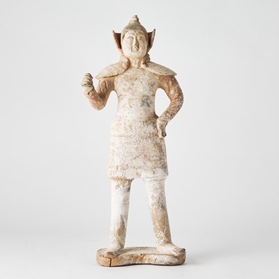 Lot 404 - A Chinese Pottery Figure of a Soldier