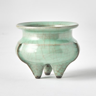 Lot 414 - A Chinese Longquan Guan-Type Tripod Censer