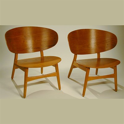 Lot 132 - Pair of Molded Teak Plywood Chairs Designed by...