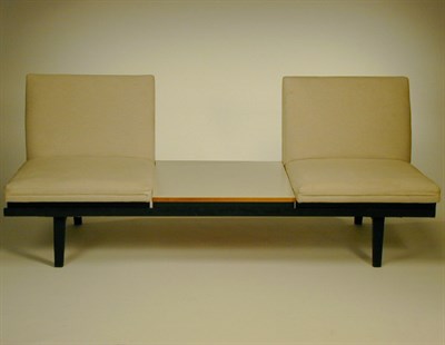 Lot 160 - Painted Metal and Upholstered Two-Part Sofa...