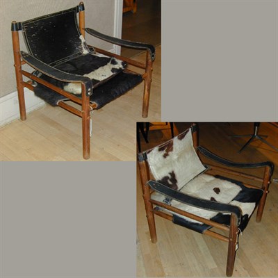 Lot 99 - Pair of Scandinavian Teak and Pony Skin...