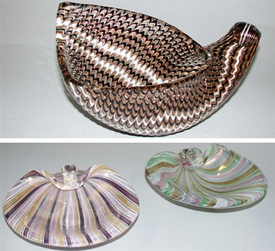 Lot 113 - Italian Glass Bowl Of shell form, with zigzag...
