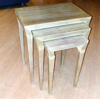 Lot 99 - Nest of Three Silvered Wood Tables Designed by...