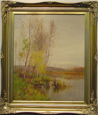 Lot 87 - Ernest Parton 1845-1933 LANDSCAPE WITH PUNT...