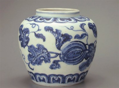 Lot 92 - RARE BLUE AND WHITE PORCELAIN 'MELON' JAR...