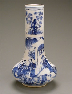 Lot 104 - BLUE AND WHITE SOFT PASTE PORCELAIN SQUAT...