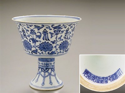 Lot 115 - BLUE AND WHITE PORCELAIN MING STYLE LAMAIST...