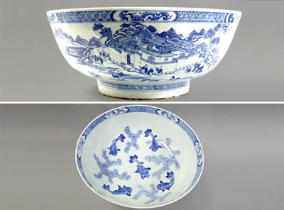 Lot 108 - LARGE CHINESE BLUE AND WHITE PORCELAIN BOWL...