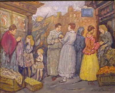 Lot 283 - Jerome Myers 1867-1940 EAST SIDE MARKET Signed...