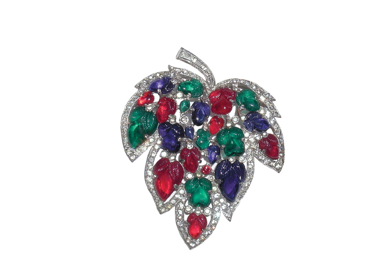Trifari Fruit Salad Maple Leaf Brooch USA,...
