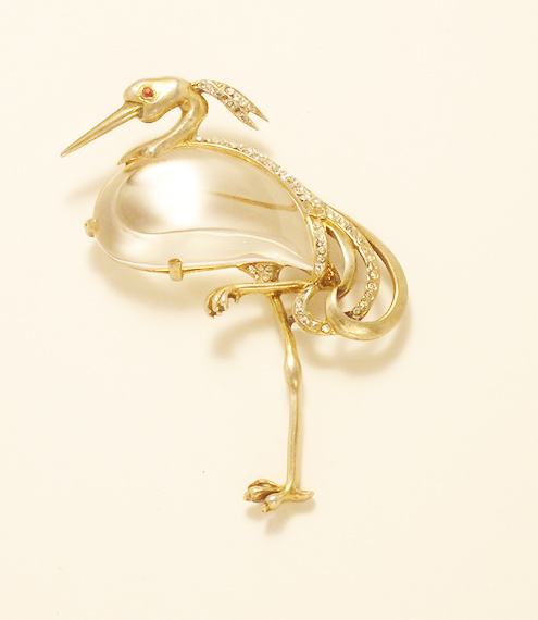 Trifari Great Blue Heron Brooch USA, 1943 Gilt...