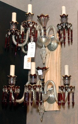 Lot 2632 - Pair of Bohemian Style Ruby Flashed and...