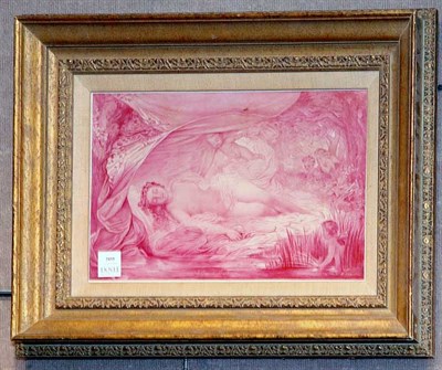Lot 2433 - Framed Continental Pink Painted Porcelain...