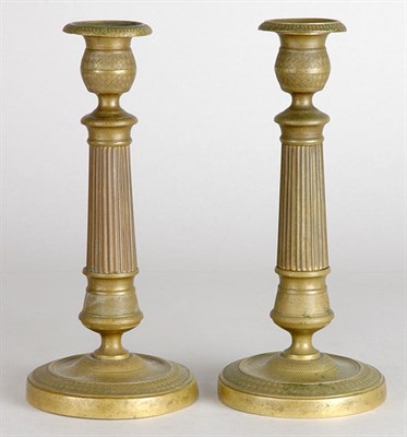 Lot 2185 - Pair of Neoclassical Style Bronze Candlesticks...