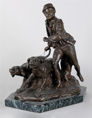 Lot 2121 - Bronze Figural Group In the form of a male in...