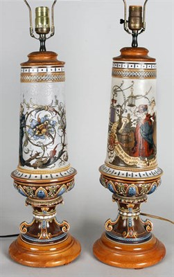 Lot 2320 - Pair of Mettlach Stoneware Footed Vases Each...