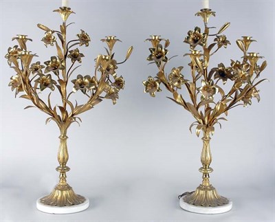 Lot 2584 - Pair of Louis XV Style Gilt-Metal Five-Light...