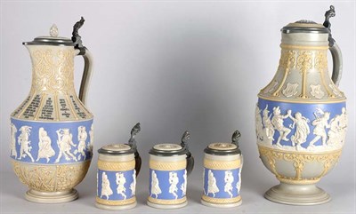Lot 2350 - Two Villeroy & Boch Mettlach Pewter Mounted...