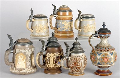 Lot 2346 - Miscellaneous Group of Six Mettlach Pewter...