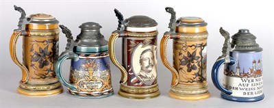 Lot 2351 - Miscellaneous Group of Five Mettlach Pewter...