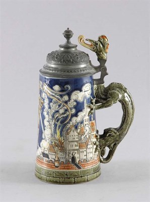 Lot 2345 - Mettlach Pewter Mounted Stoneware Half-Liter...