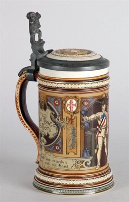 Lot 2332 - Mettlach Pewter Mounted Stoneware Half-Liter...