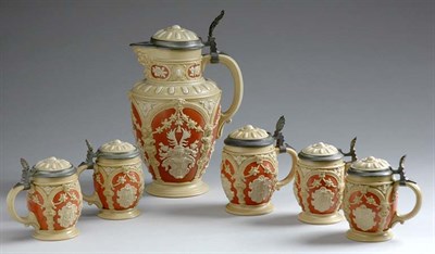 Lot 2347 - Villeroy & Boch Mettlach Pewter Mounted Glazed...